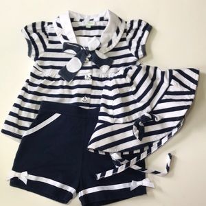 Le Top Blue Striped Girls Sailor Outfit Sz 12M